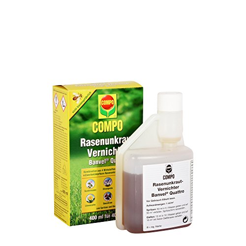 Compo Rasenunkraut-Vernichter Banvel Quattro (Nachfolger Banvel M),  Bekämpfung von schwerbekämpfbaren Unkräutern im Rasen, Konzentrat, 400 ml  (400 m²)